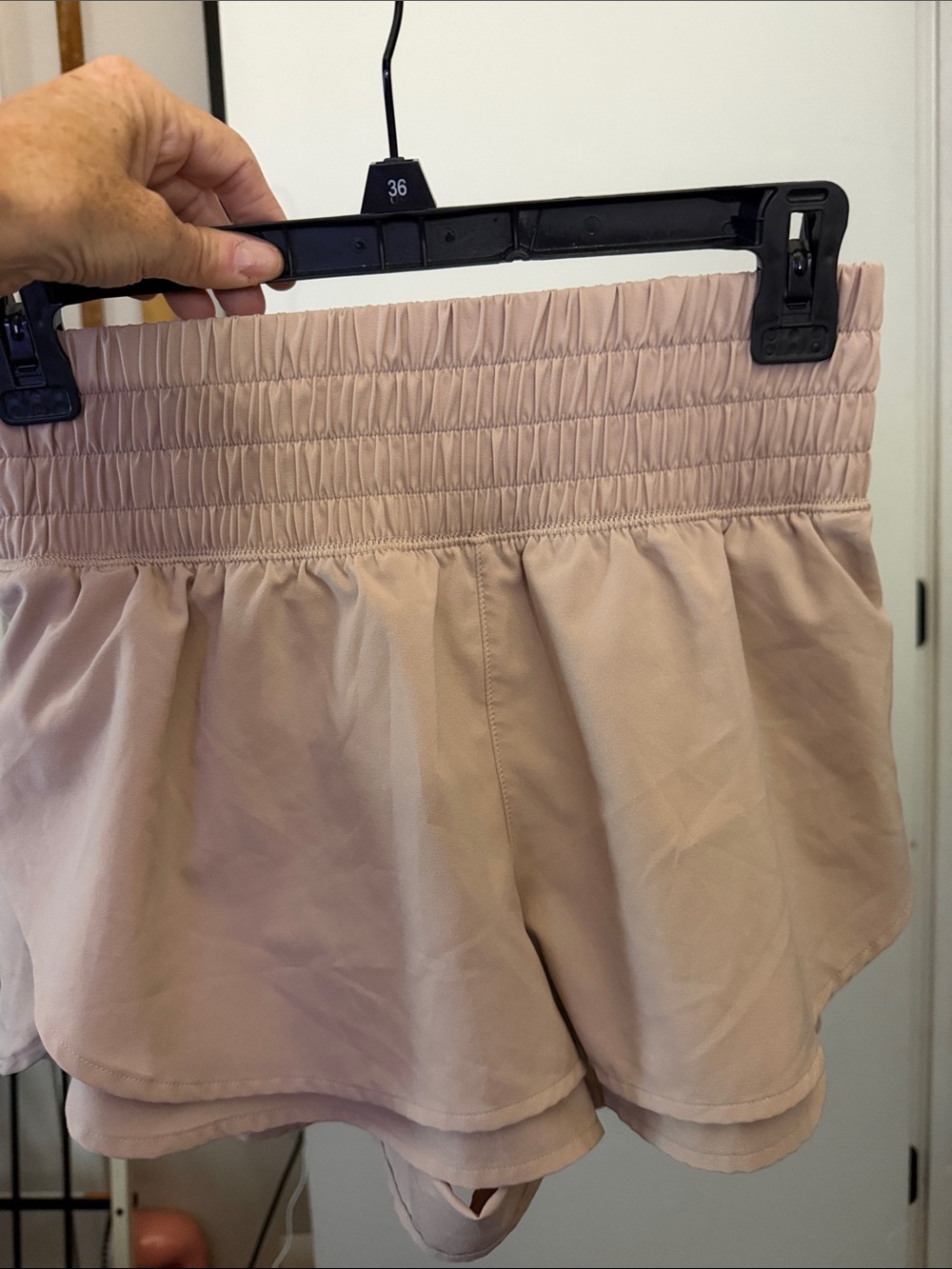 CALIA by Carrie Underwood tan/cream Layered Athletic Shorts